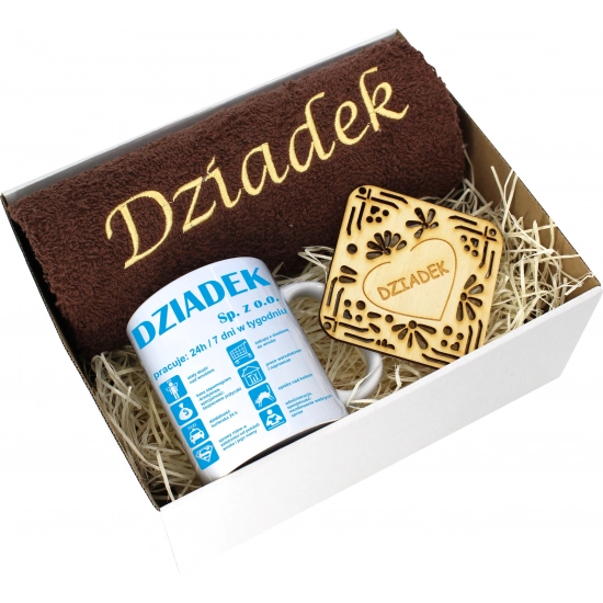 PREZENT DZIEŃ DZIADKA RĘCZNIK KUBEK SUPER DZIADEK
