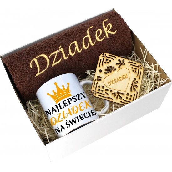 PREZENT DZIEŃ DZIADKA RĘCZNIK KUBEK SUPER DZIADEK