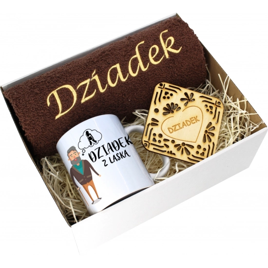 PREZENT DZIEŃ DZIADKA RĘCZNIK KUBEK SUPER DZIADEK