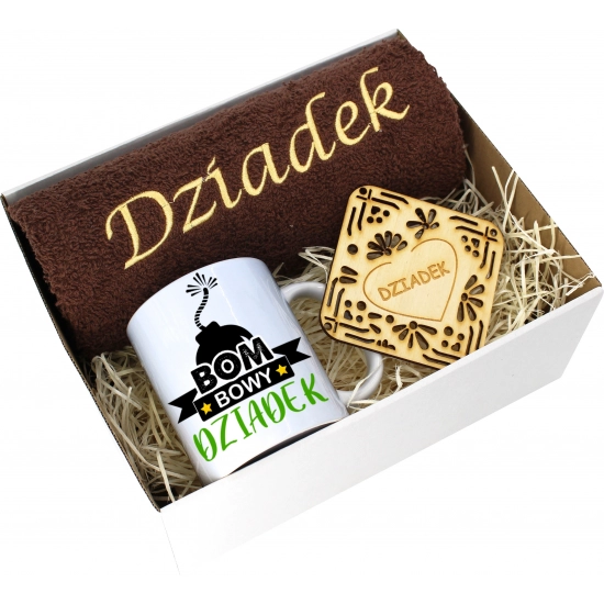 PREZENT DZIEŃ DZIADKA RĘCZNIK KUBEK SUPER DZIADEK