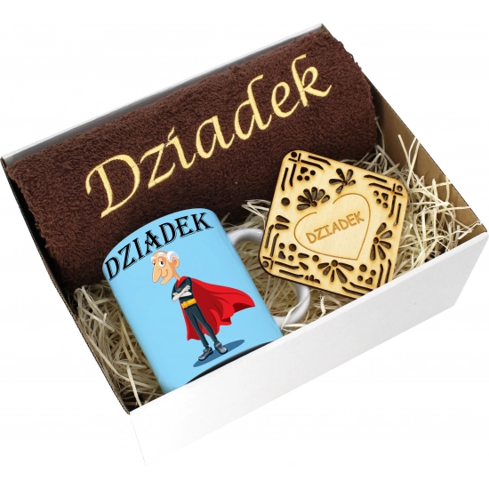 PREZENT DZIEŃ DZIADKA RĘCZNIK KUBEK SUPER DZIADEK