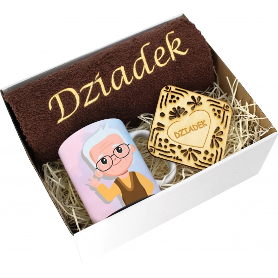 PREZENT DZIEŃ DZIADKA RĘCZNIK KUBEK SUPER DZIADEK