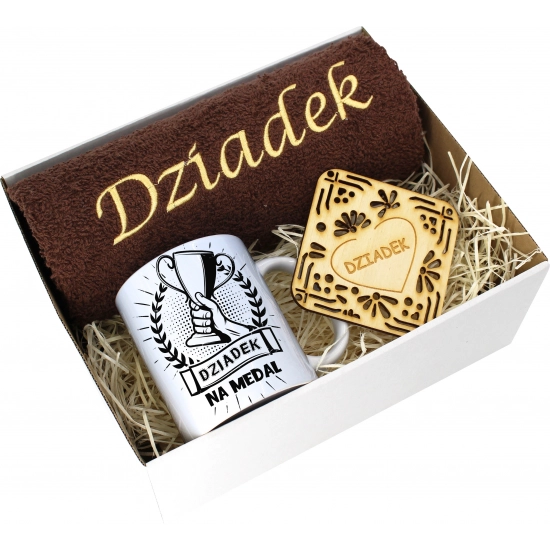 PREZENT DZIEŃ DZIADKA RĘCZNIK KUBEK SUPER DZIADEK