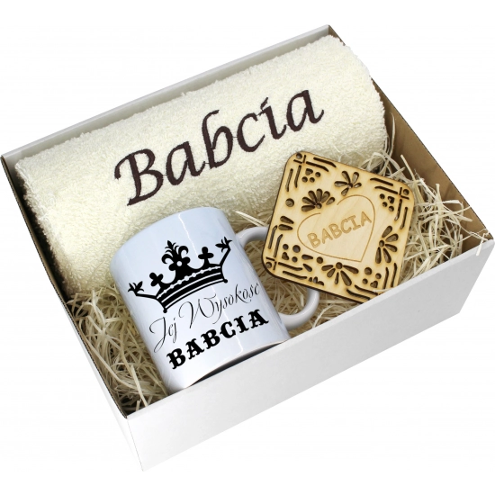 PREZENT DZIEŃ BABCI RĘCZNIK KUBEK SUPER BABCIA