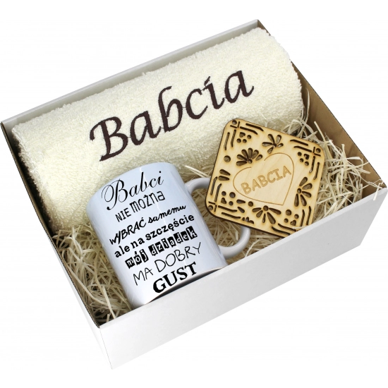 PREZENT DZIEŃ BABCI RĘCZNIK KUBEK SUPER BABCIA
