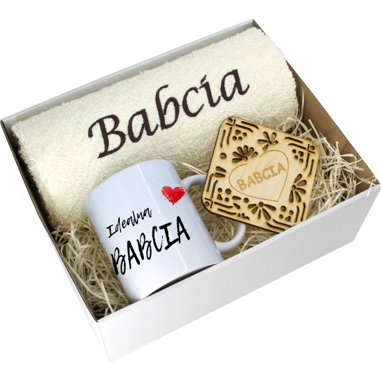 PREZENT DZIEŃ BABCI RĘCZNIK KUBEK SUPER BABCIA