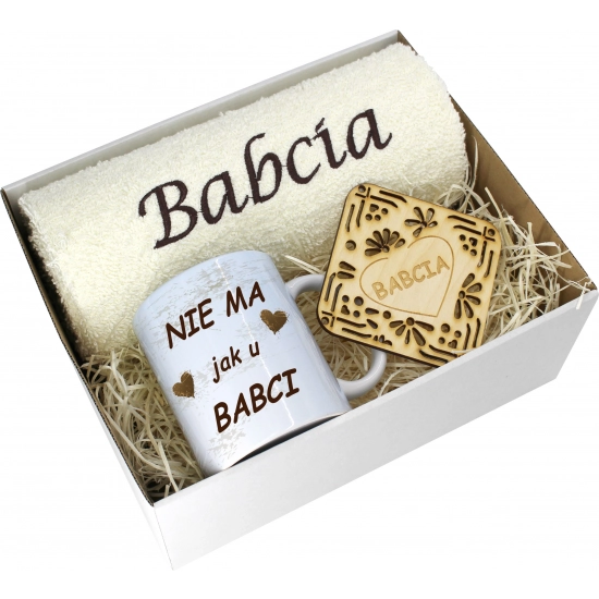 PREZENT DZIEŃ BABCI RĘCZNIK KUBEK SUPER BABCIA