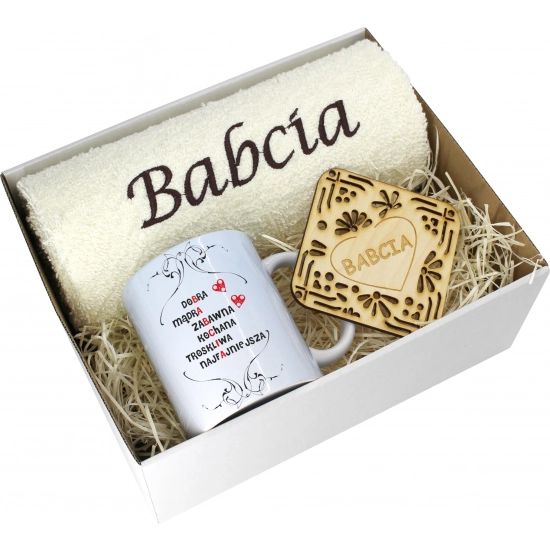 PREZENT DZIEŃ BABCI RĘCZNIK KUBEK SUPER BABCIA