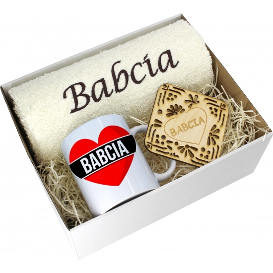 PREZENT DZIEŃ BABCI RĘCZNIK KUBEK SUPER BABCIA