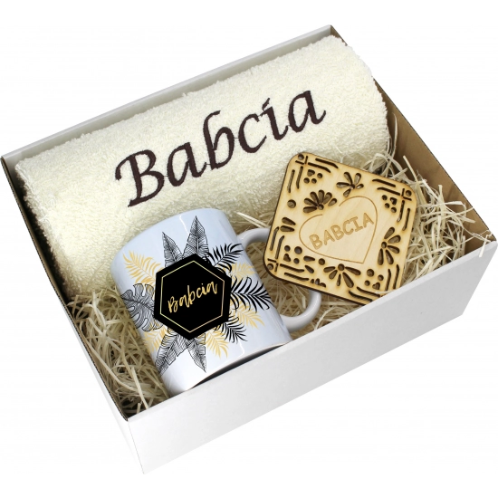 PREZENT DZIEŃ BABCI RĘCZNIK KUBEK SUPER BABCIA