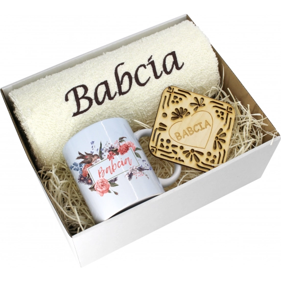 PREZENT DZIEŃ BABCI RĘCZNIK KUBEK SUPER BABCIA