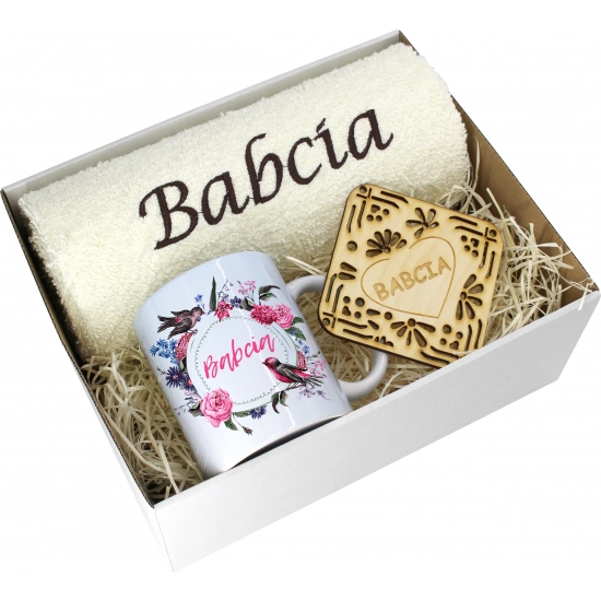 PREZENT DZIEŃ BABCI RĘCZNIK KUBEK SUPER BABCIA