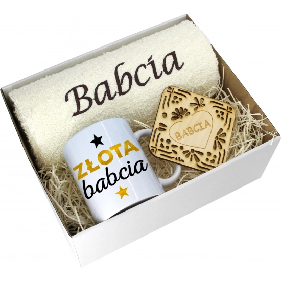 PREZENT DZIEŃ BABCI RĘCZNIK KUBEK SUPER BABCIA