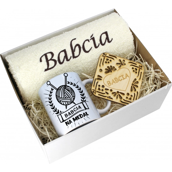 PREZENT DZIEŃ BABCI RĘCZNIK KUBEK SUPER BABCIA
