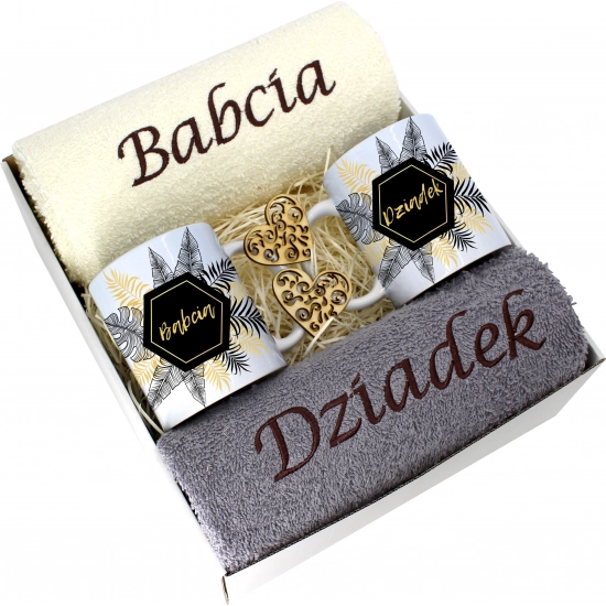 PREZENT DZIEŃ BABCI I DZIADKA RĘCZNIKI KUBKI HAFT