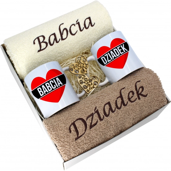 PREZENT DZIEŃ BABCI I DZIADKA RĘCZNIKI KUBKI HAFT