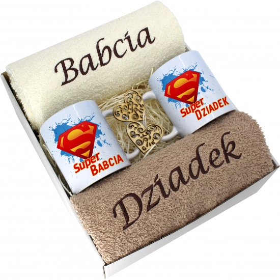 PREZENT DZIEŃ BABCI I DZIADKA RĘCZNIKI KUBKI HAFT
