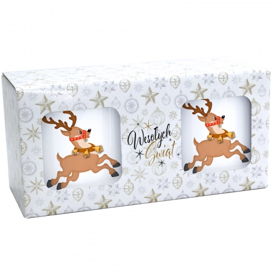 ŚWIĄTECZNY KOMPLET KUBKÓW 330ml NA PREZENT MIKOŁAJ ZESTAW W PUDEŁKU DRUK