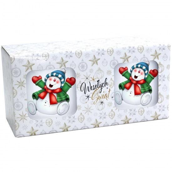 ŚWIĄTECZNY KOMPLET KUBKÓW 330ml NA PREZENT MIKOŁAJ ZESTAW W PUDEŁKU DRUK