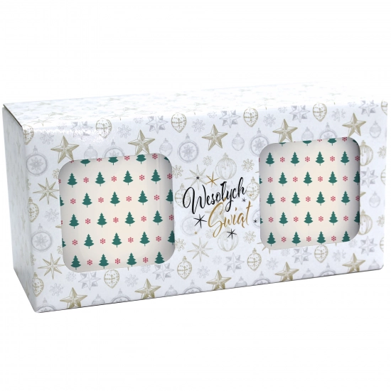 ŚWIĄTECZNY KOMPLET KUBKÓW 330ml NA PREZENT MIKOŁAJ ZESTAW W PUDEŁKU DRUK