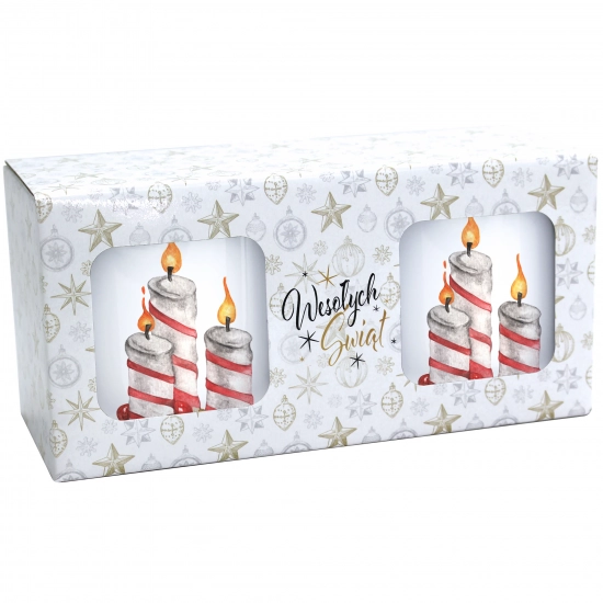 ŚWIĄTECZNY KOMPLET KUBKÓW 330ml NA PREZENT MIKOŁAJ ZESTAW W PUDEŁKU DRUK