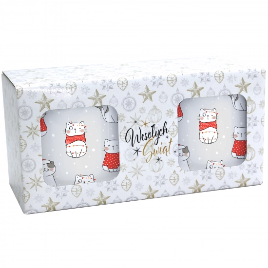 ŚWIĄTECZNY KOMPLET KUBKÓW 330ml NA PREZENT MIKOŁAJ ZESTAW W PUDEŁKU DRUK