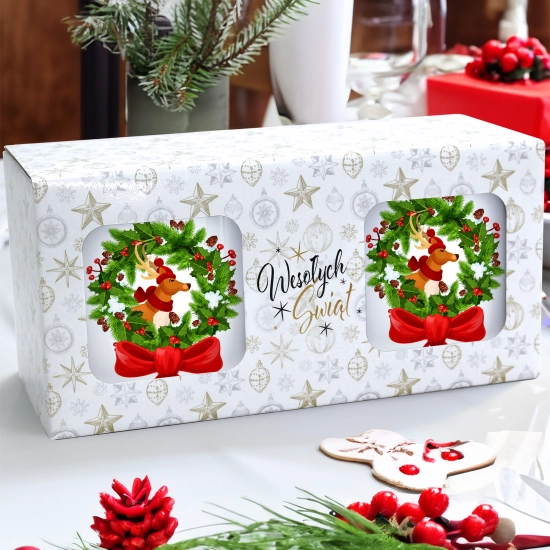 ŚWIĄTECZNY KOMPLET KUBKÓW 330ml NA PREZENT MIKOŁAJ ZESTAW W PUDEŁKU DRUK