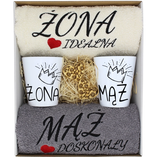 PREZENT ŚLUB ŻONA MĄŻ ROCZNICA RĘCZNIKI KUBKI