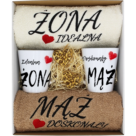 PREZENT ŚLUB ŻONA MĄŻ ROCZNICA RĘCZNIKI KUBKI