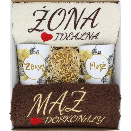 PREZENT ŚLUB ŻONA MĄŻ ROCZNICA RĘCZNIKI KUBKI