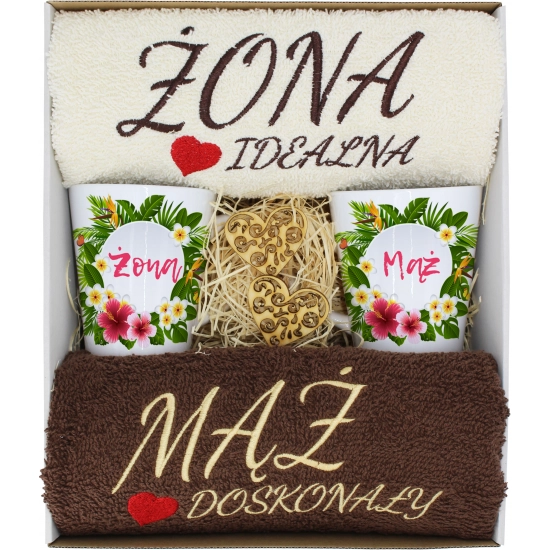 PREZENT ŚLUB ŻONA MĄŻ ROCZNICA RĘCZNIKI KUBKI