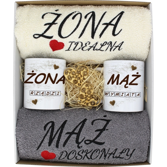 PREZENT ŚLUB ŻONA MĄŻ ROCZNICA RĘCZNIKI KUBKI