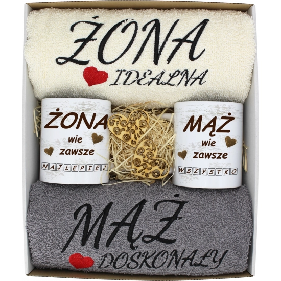 PREZENT ŚLUB ŻONA MĄŻ ROCZNICA RĘCZNIKI KUBKI