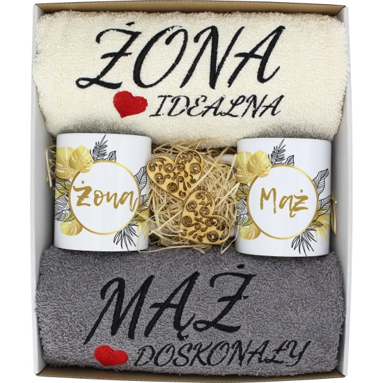 PREZENT ŚLUB ŻONA MĄŻ ROCZNICA RĘCZNIKI KUBKI