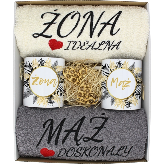 PREZENT ŚLUB ŻONA MĄŻ ROCZNICA RĘCZNIKI KUBKI