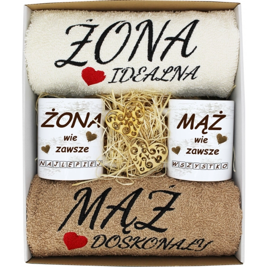 PREZENT ŚLUB ŻONA MĄŻ ROCZNICA RĘCZNIKI KUBKI