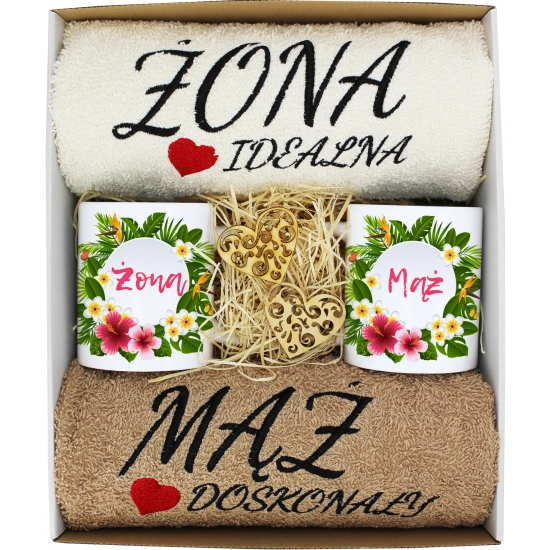 PREZENT ŚLUB ŻONA MĄŻ ROCZNICA RĘCZNIKI KUBKI