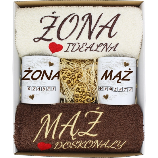 PREZENT ŚLUB ŻONA MĄŻ ROCZNICA RĘCZNIKI KUBKI