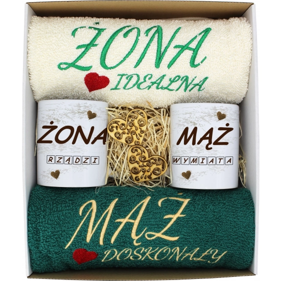 PREZENT ŚLUB ŻONA MĄŻ ROCZNICA RĘCZNIKI KUBKI
