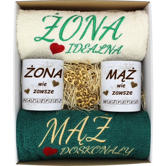 PREZENT ŚLUB ŻONA MĄŻ ROCZNICA RĘCZNIKI KUBKI