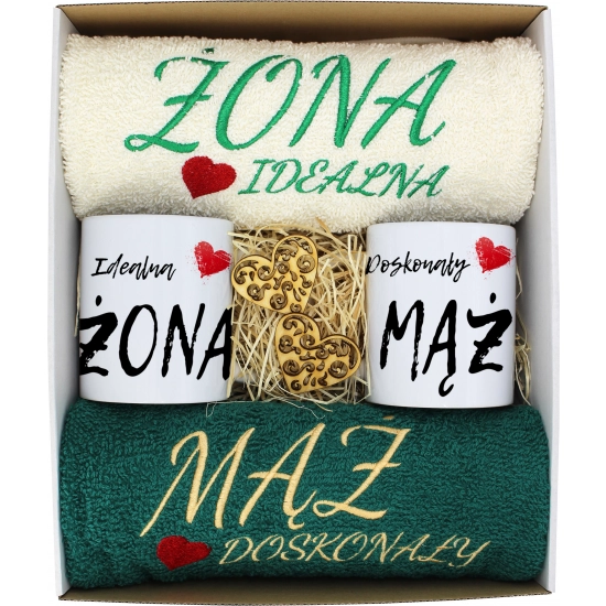 PREZENT ŚLUB ŻONA MĄŻ ROCZNICA RĘCZNIKI KUBKI