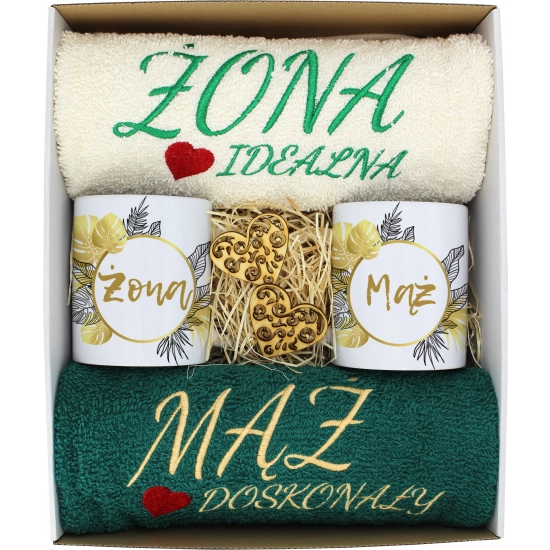 PREZENT ŚLUB ŻONA MĄŻ ROCZNICA RĘCZNIKI KUBKI