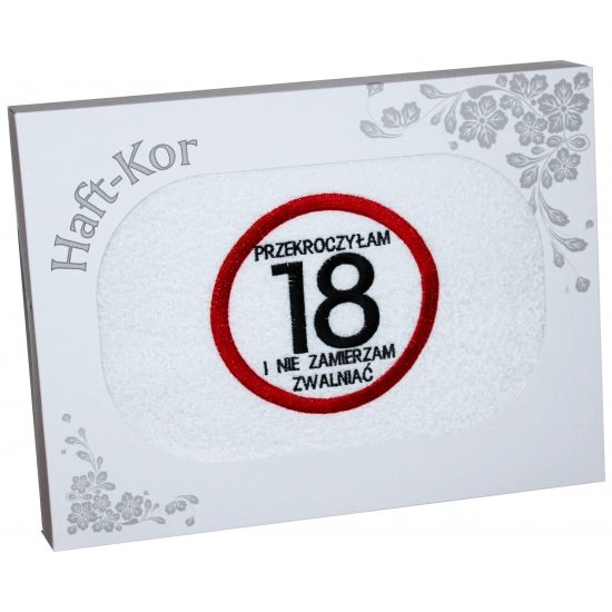 RĘCZNIK 70x140 Z HAFTEM NA PREZENT 18 URODZINY