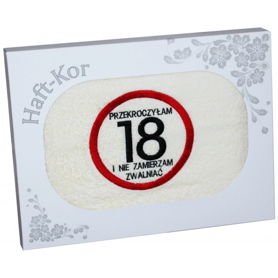 RĘCZNIK 70x140 Z HAFTEM NA PREZENT 18 URODZINY