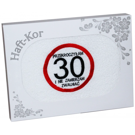 RĘCZNIK 70x140 Z HAFTEM NA PREZENT 30 URODZINY