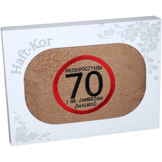 RĘCZNIK 70x140 Z HAFTEM NA PREZENT 70 URODZINY