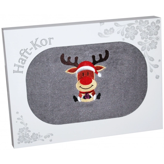 RĘCZNIK 70x140 Z HAFTEM NA PREZENT RENIFER ŚWIĘTA