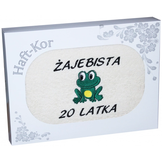 RĘCZNIK 70x140 Z HAFTEM NA PREZENT 20 URODZINY