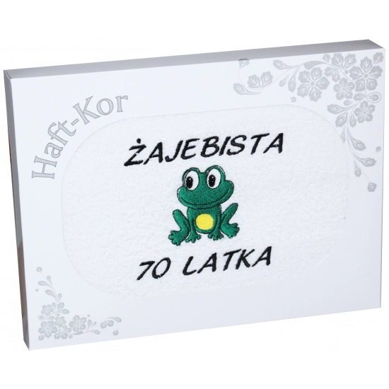 RĘCZNIK 70x140 Z HAFTEM NA PREZENT 70 URODZINY