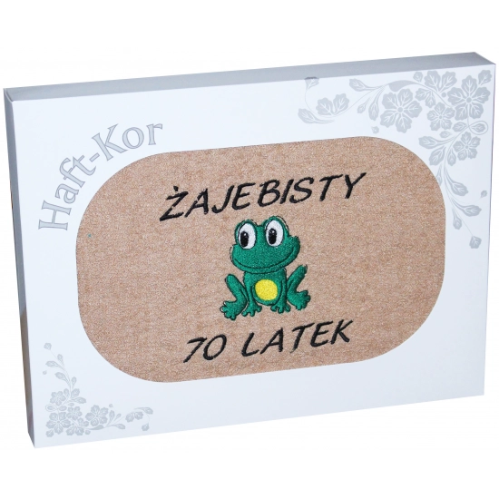 RĘCZNIK 70x140 Z HAFTEM NA PREZENT 70 URODZINY